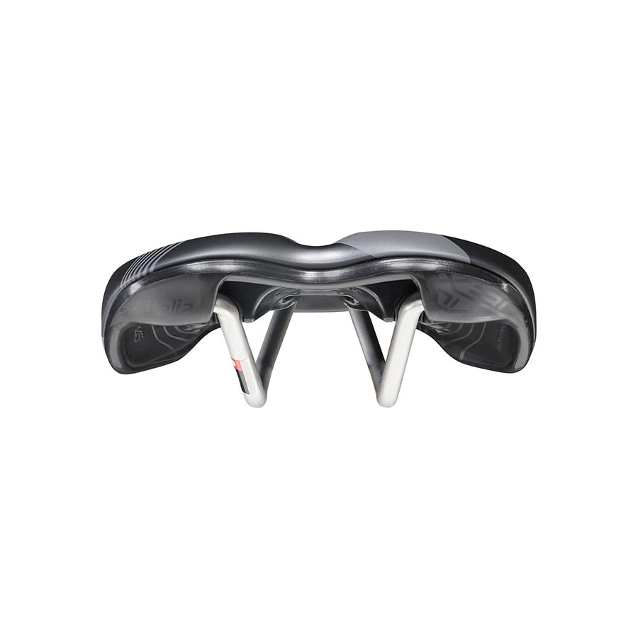 Black Selle Italia X-BOW mountain saddle, 155mm unisex bike seat with lightweight 358g design for mountain biking.