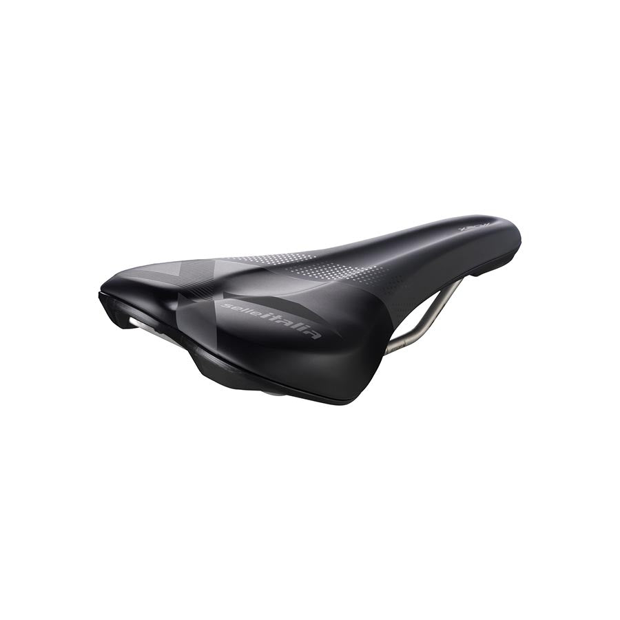 Black Selle Italia X-Bow mountain saddle, 155mm unisex design, lightweight 358g, suitable for mountain biking.