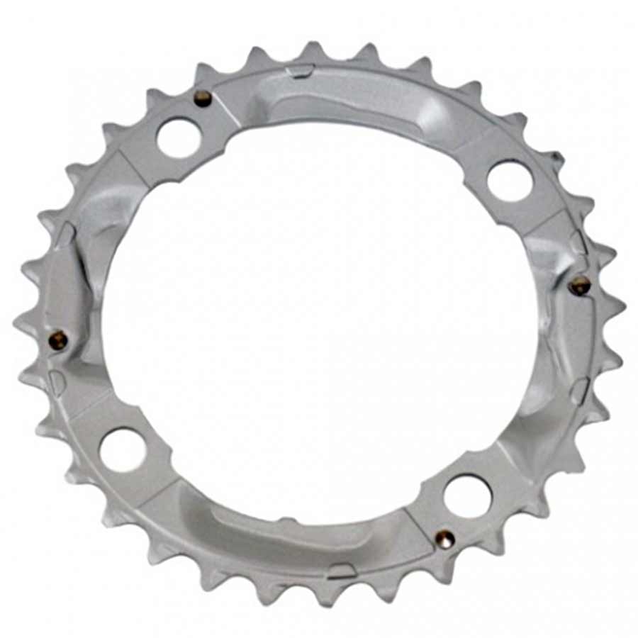 Shimano, Y1M098060, 32T, 9sp, BCD: 104mm, 4 Bolt, Alivio FC-M430-9, Middle Chainring, For MTB triple, Steel, Silver