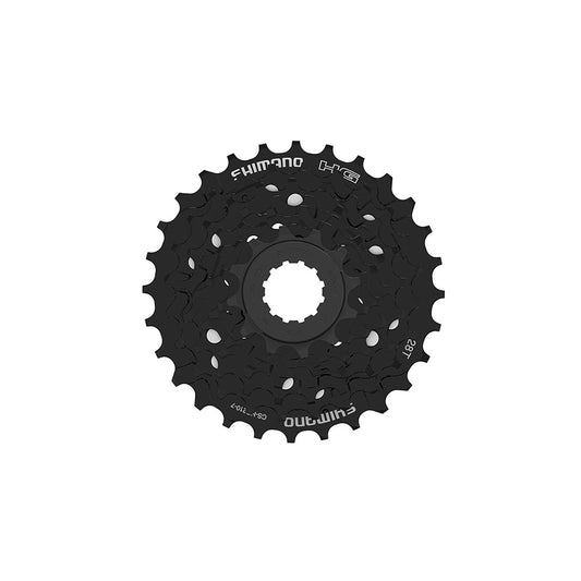 Shimano CS-HG210-7 cassette with 12-28T gear range, featuring 7-speed cassettes for mountain or road bikes.