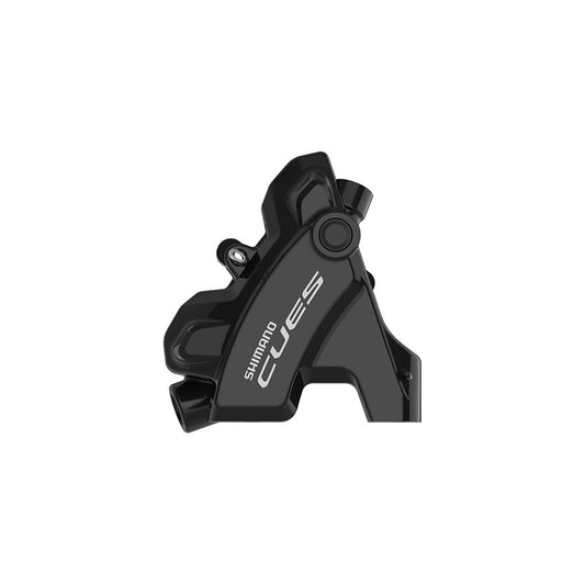 Shimano CUES BR-U6030 MTB hydraulic disc brake set with front flat mount, black finish, compatible with 160mm or 180mm rotors