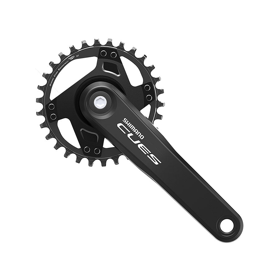 Shimano CUES FC-U4000-1 MTB crankset in black with 170mm JIS arms, boost spacing, designed for mountain biking performance.