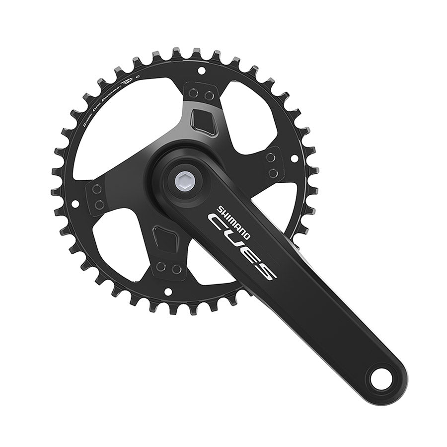 Shimano CUES FC-U4000-1 MTB crankset in black with 170mm JIS arms, boost compatibility, for mountain biking bikes.