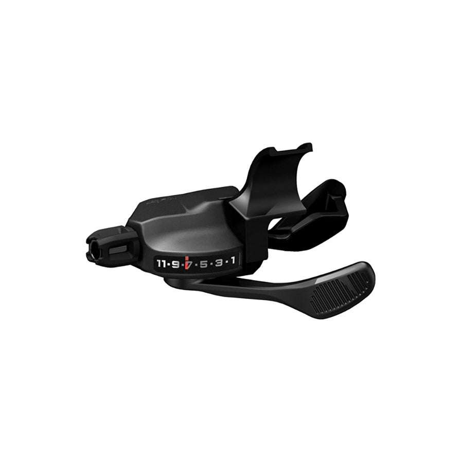 Shimano CUES SL-U8000 MTB trigger shifters with 11-speed I-spec II black ergonomic design for mountain biking.
