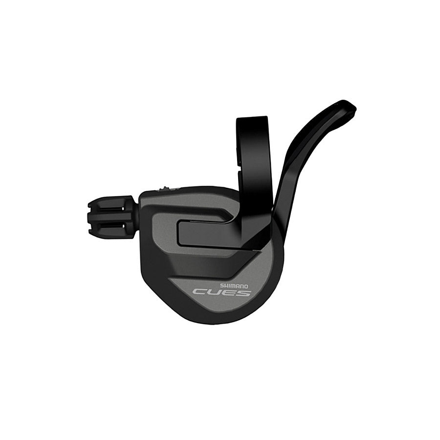 Shimano CUES SL-U8000 MTB trigger shifters with 11-speed I-spec II black design for mountain bike gear shifting.