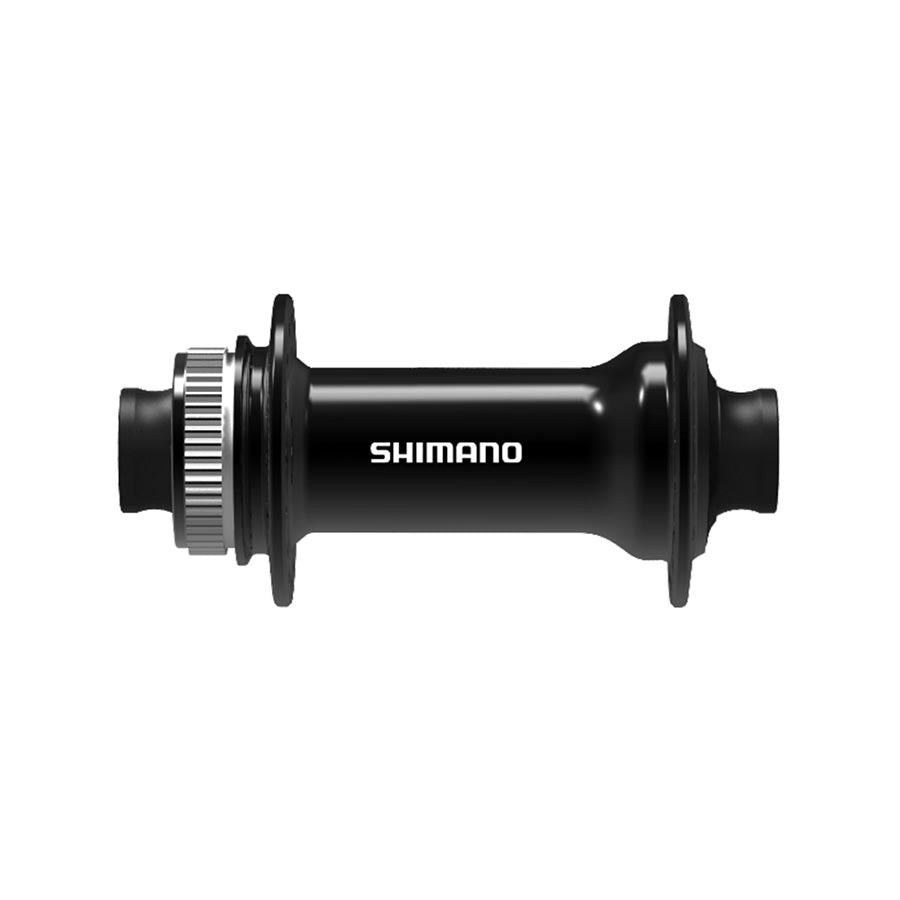 Shimano HB-TC500 disc hub in black for bicycle wheels, featuring 100mm axle and high-quality construction.