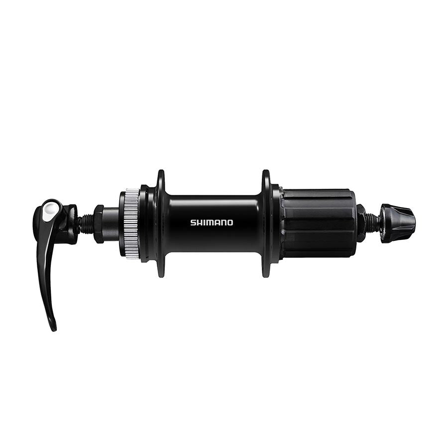 Shimano FH-QC400 disc hub with 32-hole center-lock QR, 135mm, black, compatible with Shimano HG drivetrain, front or rear bike wheel