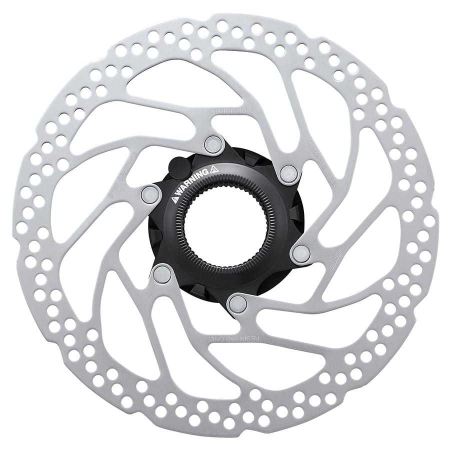 Shimano SM-RTEM300 203mm disc rotor with center-lock hub for mountain bike braking systems.