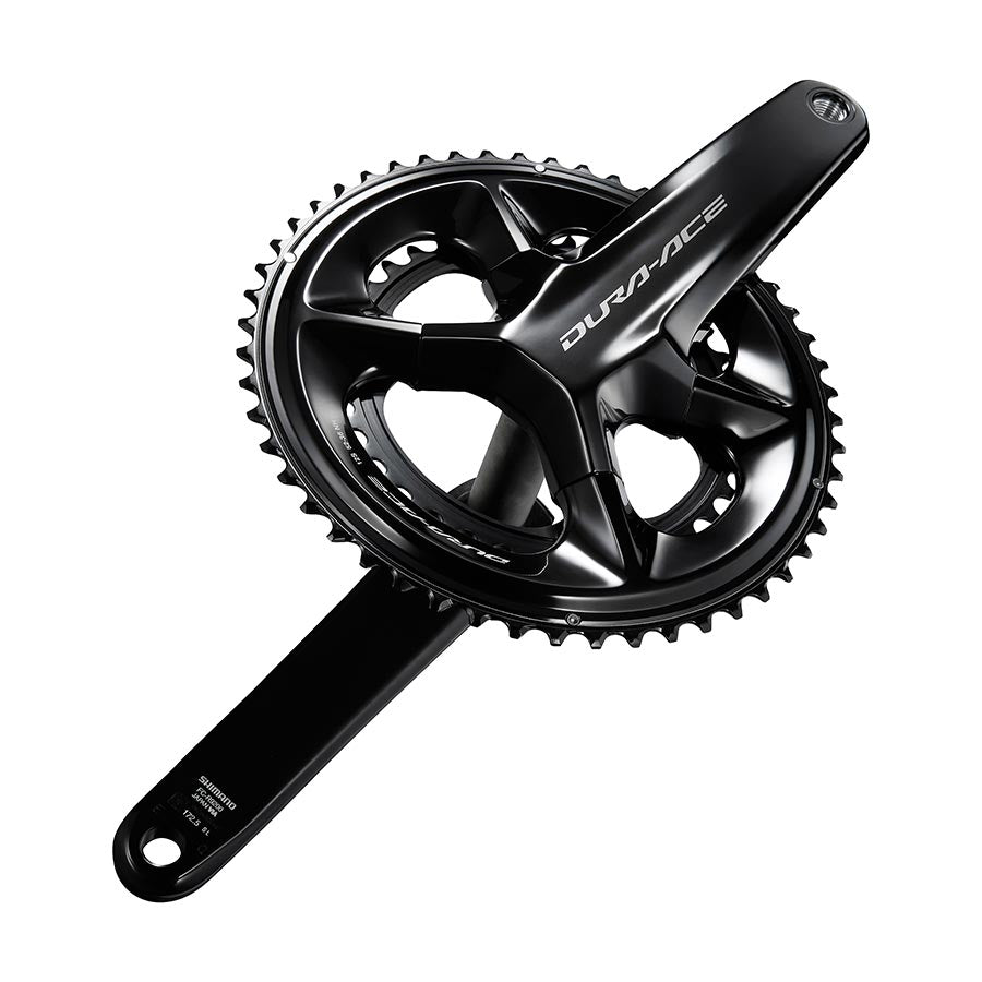 Shimano Dura Ace FC-R9200 road and track crankset with 34-50 chainrings, 165mm black Hollowtech II crankarms, high-performance design.
