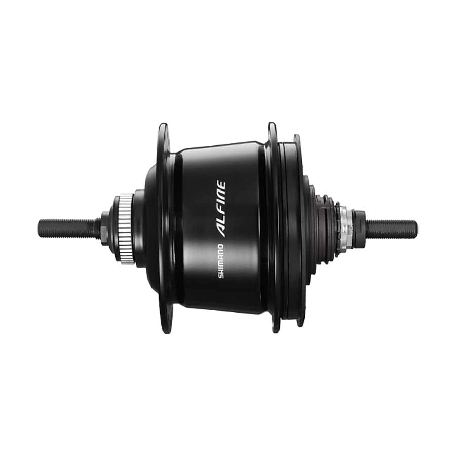 Shimano Alfine SG-S7001 8-speed internal gear hub in black with 32h center-lock, designed for bicycles.
