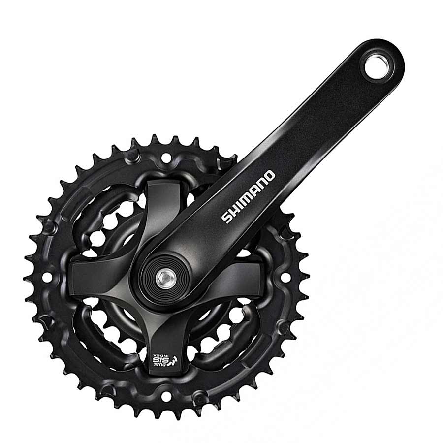 Shimano Tourney FC-TY501 MTB crankset with 170mm arm length, 24/34/42T chainrings, riveted square spindle, black finish