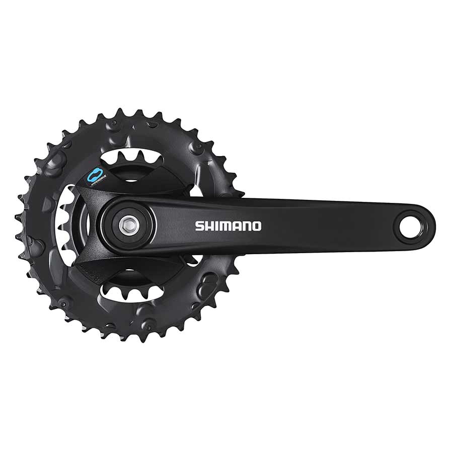Shimano FC-M315-2 MTB crankset in black with 170mm arms, durable and lightweight for mountain biking.