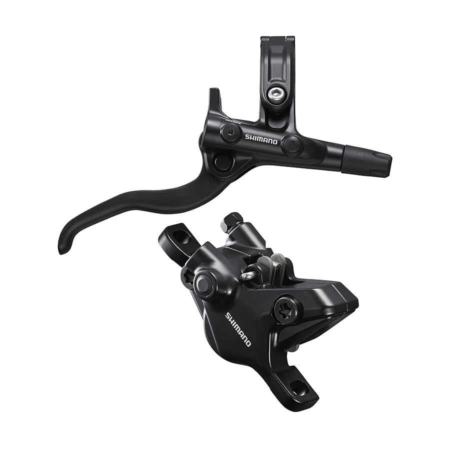 Shimano Deore BL-M4100 and BR-MT410 MTB hydraulic disc brakes with front post mount, black color, disc not included.