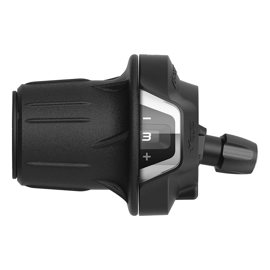 Shimano Tourney SL-RV300 MTB twist shifters in black with friction grip for mountain biking control.
