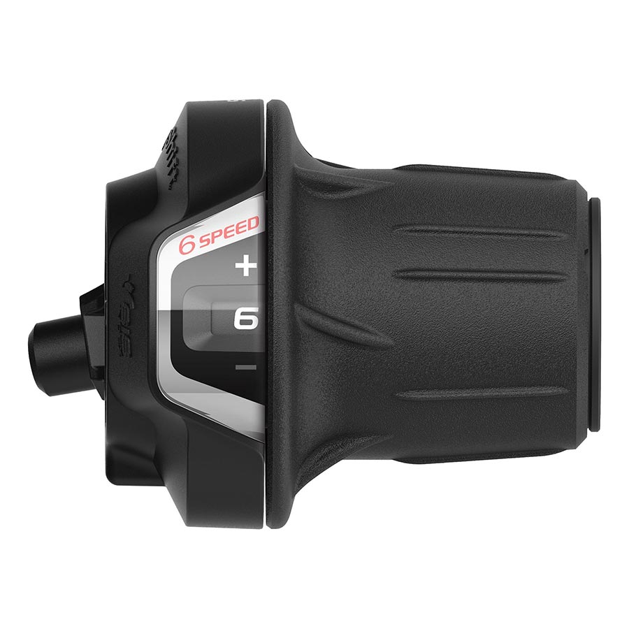 Shimano Tourney SL-RV300 MTB twist shifters in black with friction grip for mountain bike gearing control.