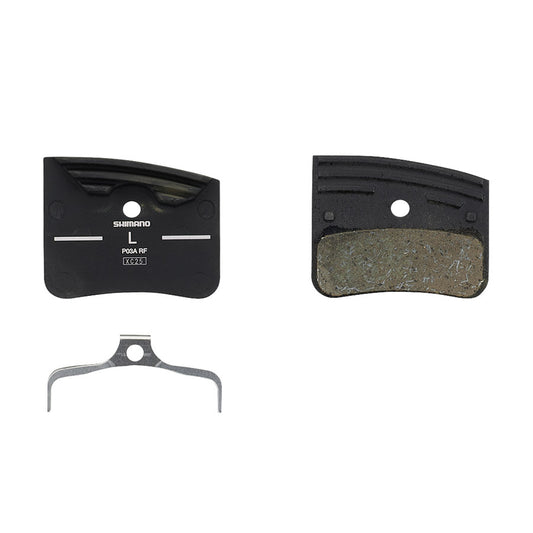 Shimano P-Type disc brake pads with resin material, designed for bicycle brake systems, shown in the image.