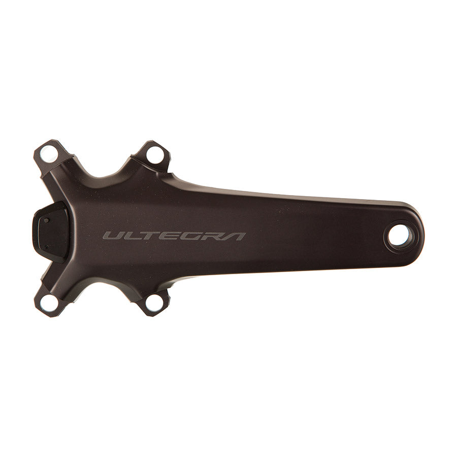 Shimano Ultegra FC-R8100-P power meter crankset in black, 160mm length, high-performance road bike component.