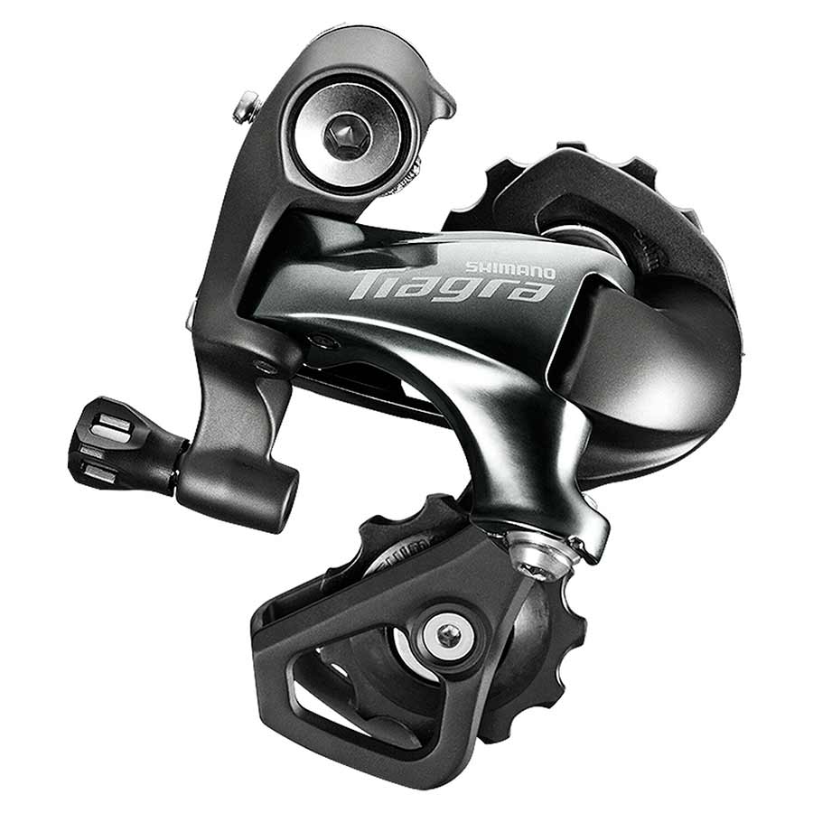 Shimano Tiagra RD-4700 rear derailleur for road bikes with GS cage, showing the black and silver design and mounting hardware