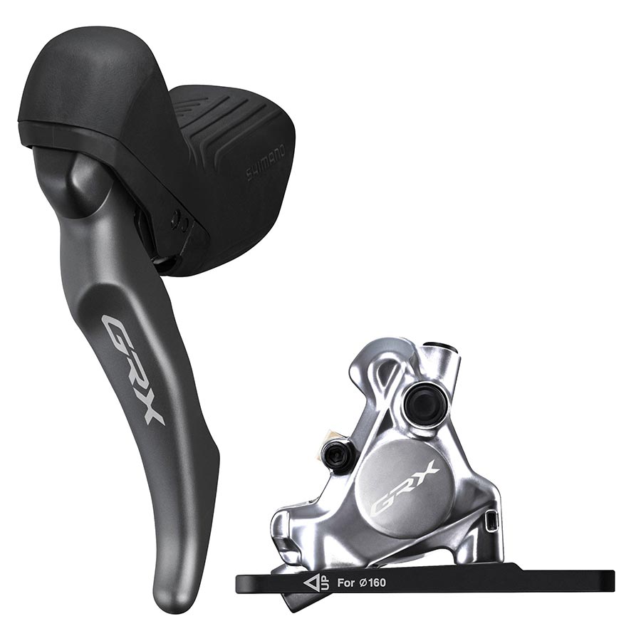 Shimano GRX RX820 road hydraulic disc brake set with front flat mount caliper and 140/160mm rotors not included.