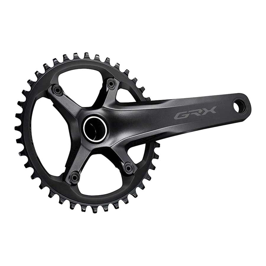Shimano GRX FC-RX600-1 40T road and track crankset with 11-speed, 24mm spindle, 110mm BCD, 170mm black hollowtech II crank arms.