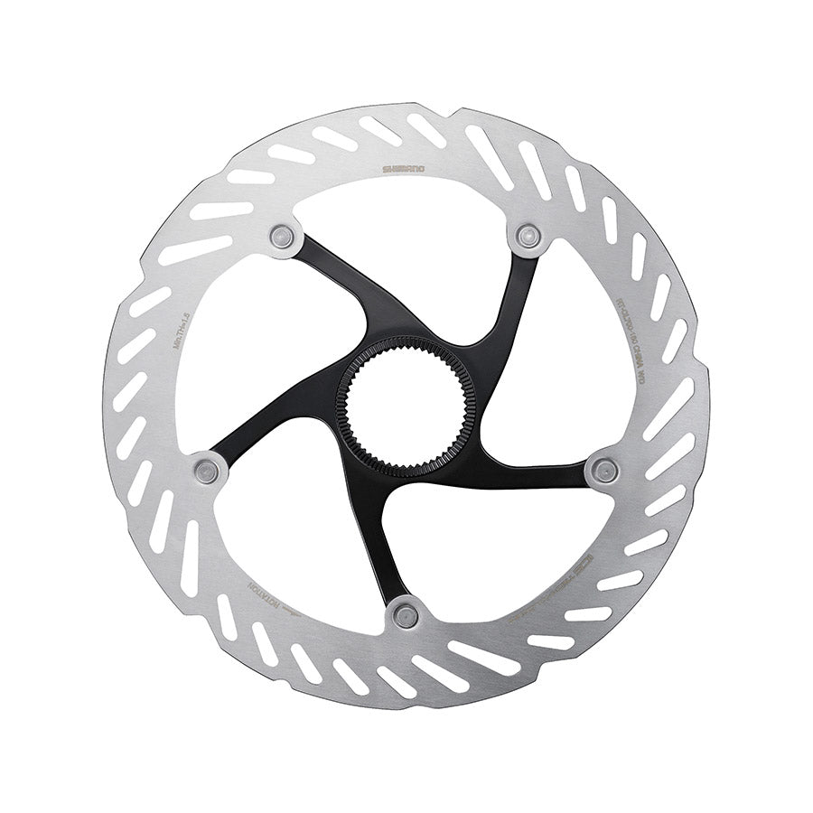 Shimano RT-CL700 203mm disc rotor and related parts with center-lock design for mountain bike braking systems.