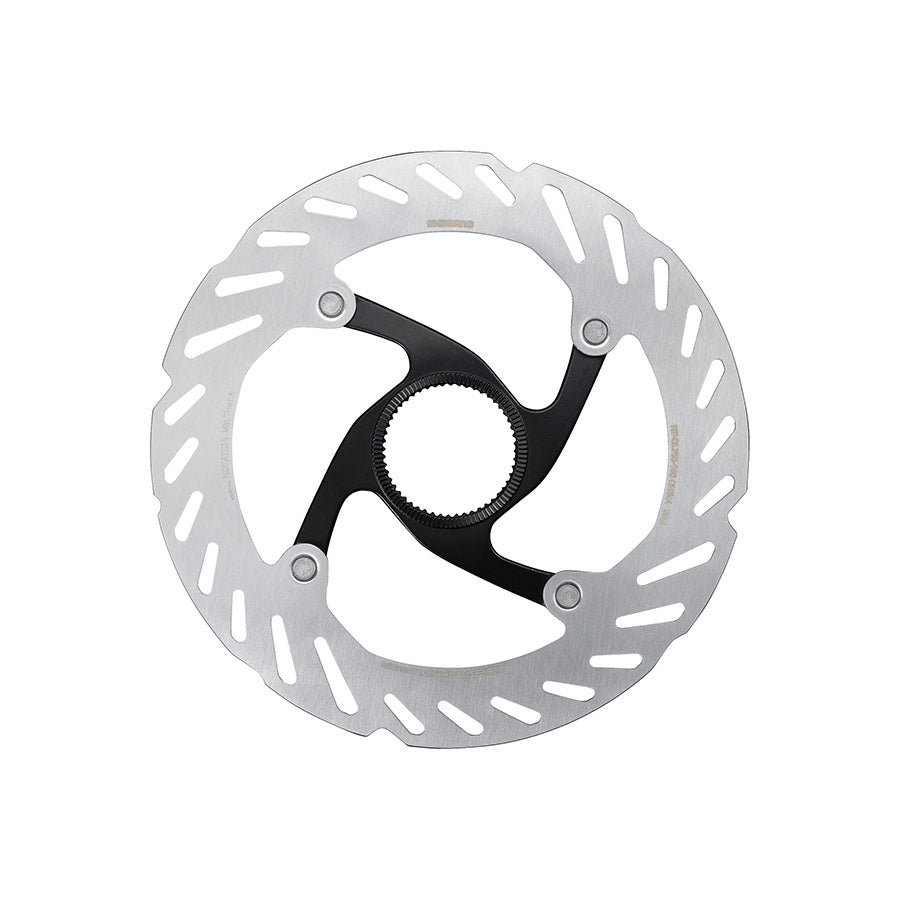 Shimano RT-CL700 203mm disc brake rotor with center-lock mount and related parts for cycling bikes.