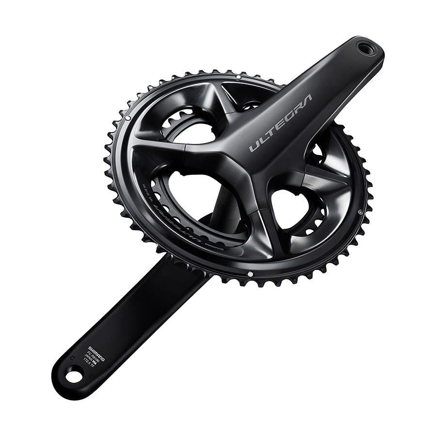 Shimano Ultegra FC-R8100 road and track crankset with 34-50T chainrings, black Hollowtech II crankarms, 165mm length.