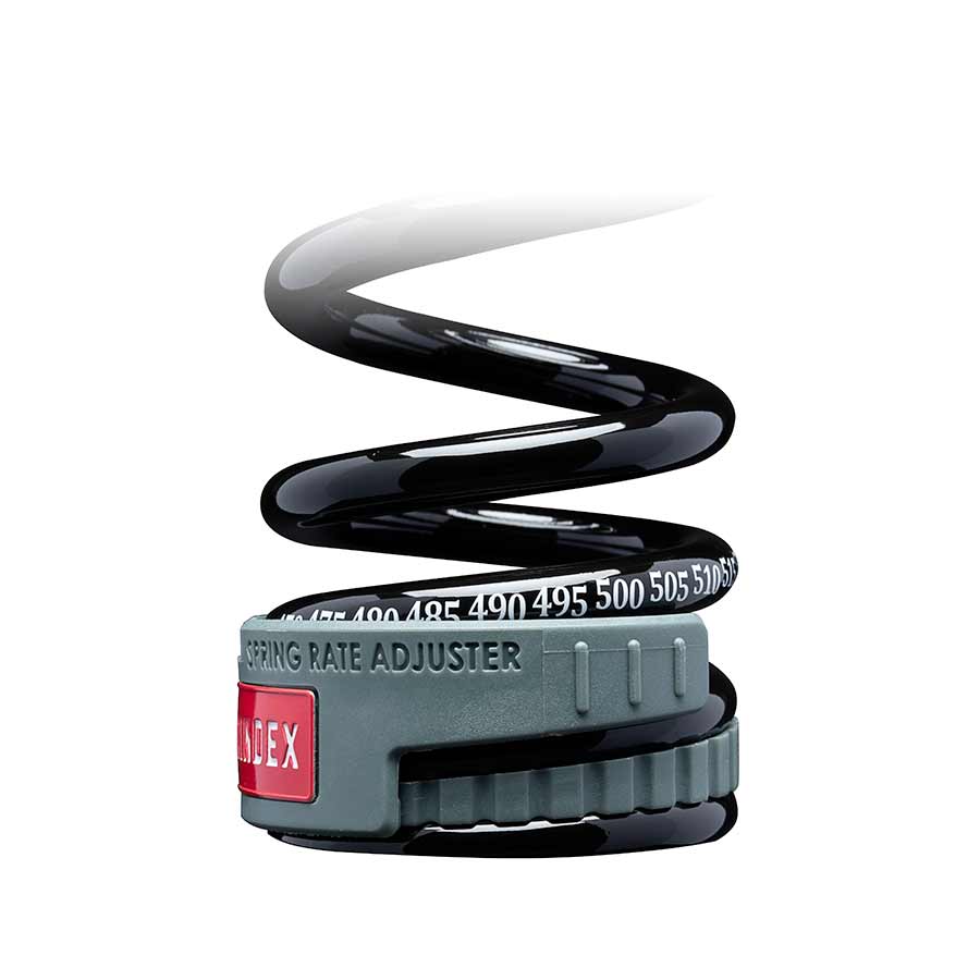 Sprindex shock replacement coil springs in 126x55mm size with 380-430lb tension for mountain bike suspension.