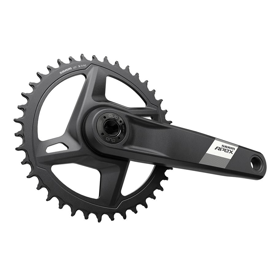 SRAM Apex D1 Wide Road and Track Crankset with 40T DUB chainring, 160mm black crankarms, suitable for disc brake bikes