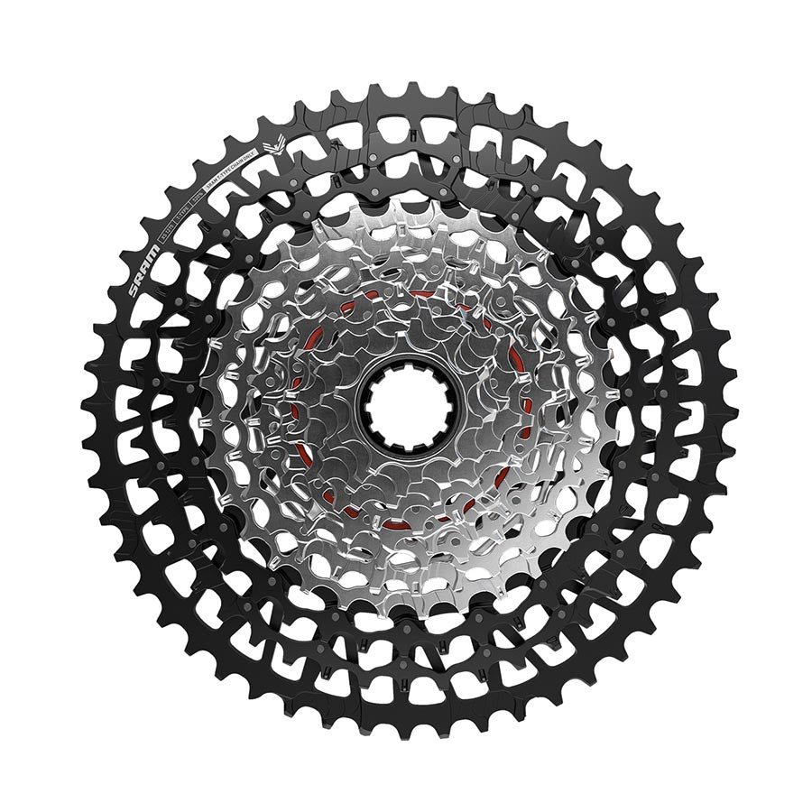 SRAM GX Eagle T-Type 12-speed silver cassette with 10-52T gear range, bike drivetrain component, high-performance cycling gear