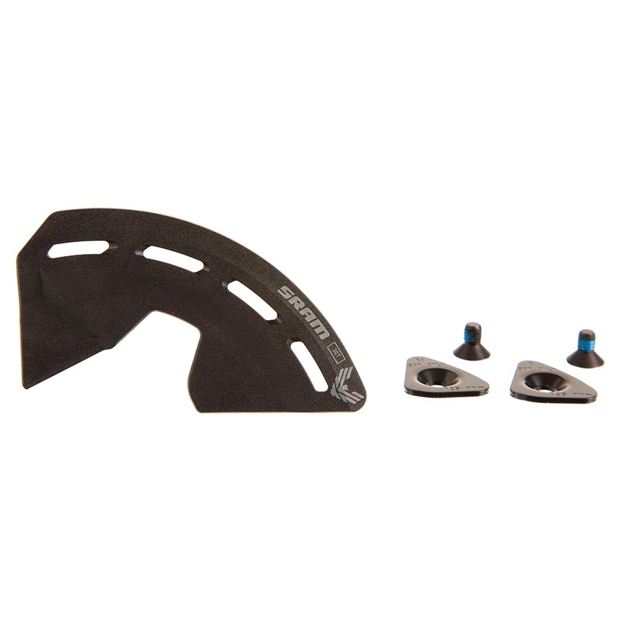 SRAM X0 D1 Bash Guard Kit with chainring guards and bashguards for mountain bike protection, mounted on bike chainring.