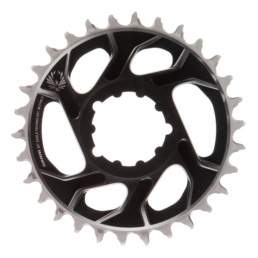SRAM Eagle Lunar/Polar Grey aluminum chainring for 30-speed 11-12 BCD direct mount mountain bike drivetrain.