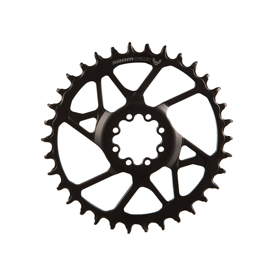 SRAM S1000 Steel 8-bolt chainring for 12-speed bikes, black, direct mount, with bolt holes, compatible with SRAM cranksets.