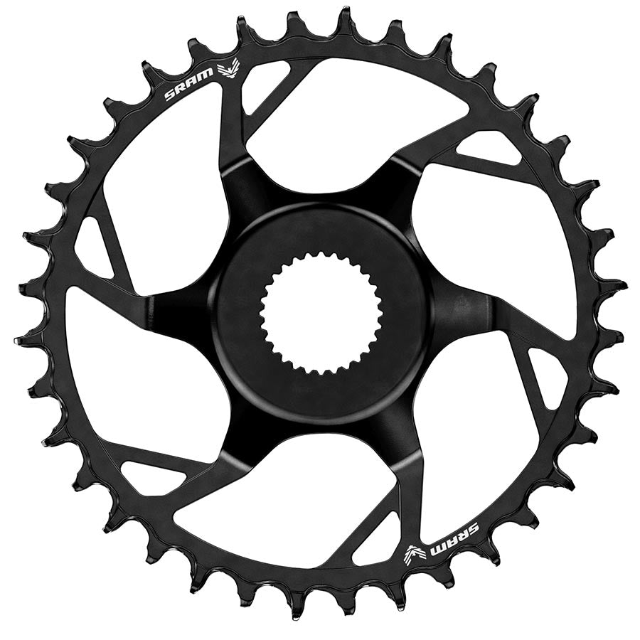SRAM Bosch DU38 T-Type chainrings for 36-speed 12 BCD, black steel, designed for direct mount bicycle cranksets.
