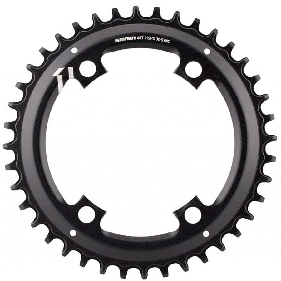 SRAM X-Sync Asymmetric 40T aluminum chainring for 11-speed, black, BCD 110mm, designed for mountain bike cranksets.