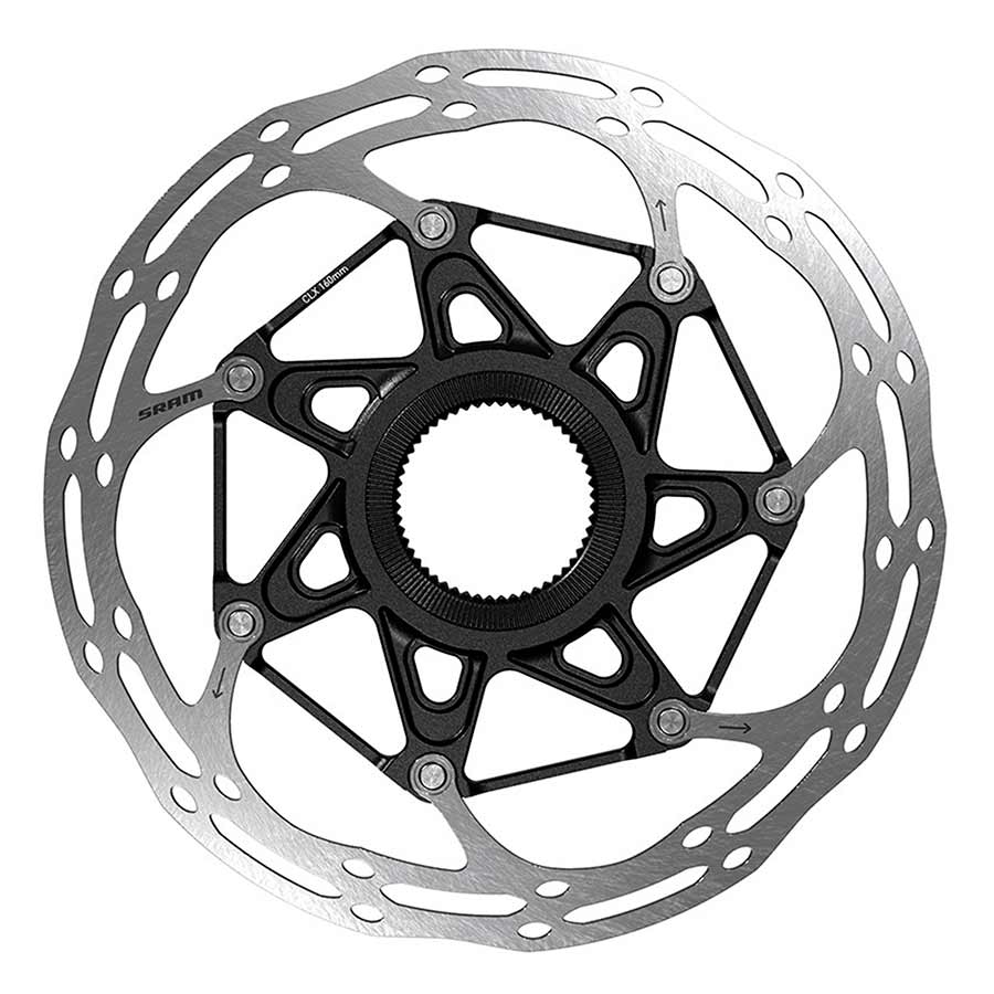 SRAM Centerline 2-Piece Rounded Centerlock disc brake rotor for bikes, 140mm diameter, with detailed metal design.