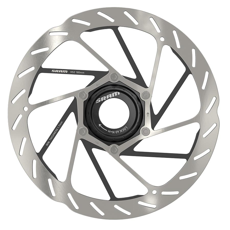 SRAM HS2 Center Lock disc rotor for bikes, 160mm diameter, high-performance bicycle disc brake component.