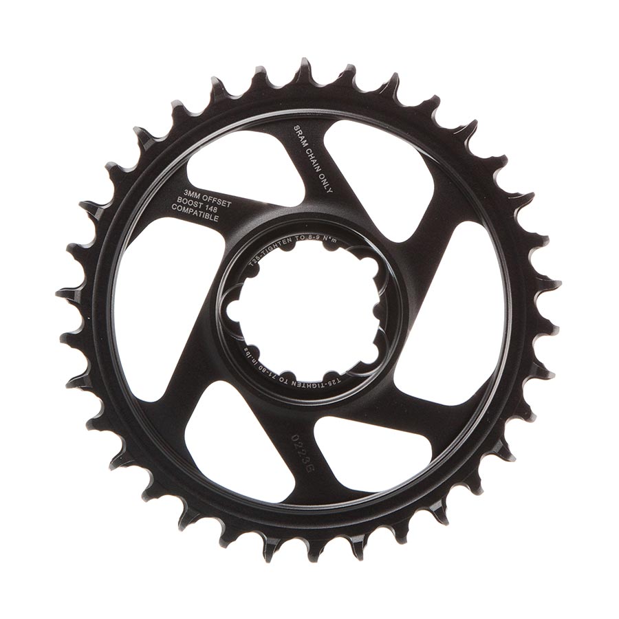 SRAM Eagle Lunar/Polar Grey aluminum chainring for 30-speed mountain bike, direct mount, 4mm thick, with 11-12 BCD specifications.