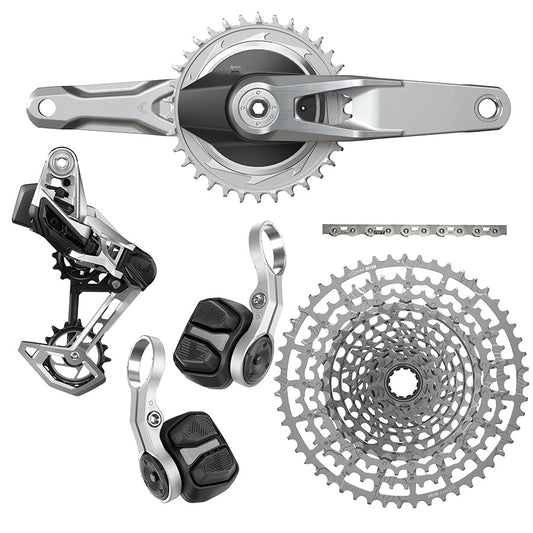 SRAM Eagle Transmission 1987 mountain bike build kit with 170mm components and black finish, suitable for off-road cycling.