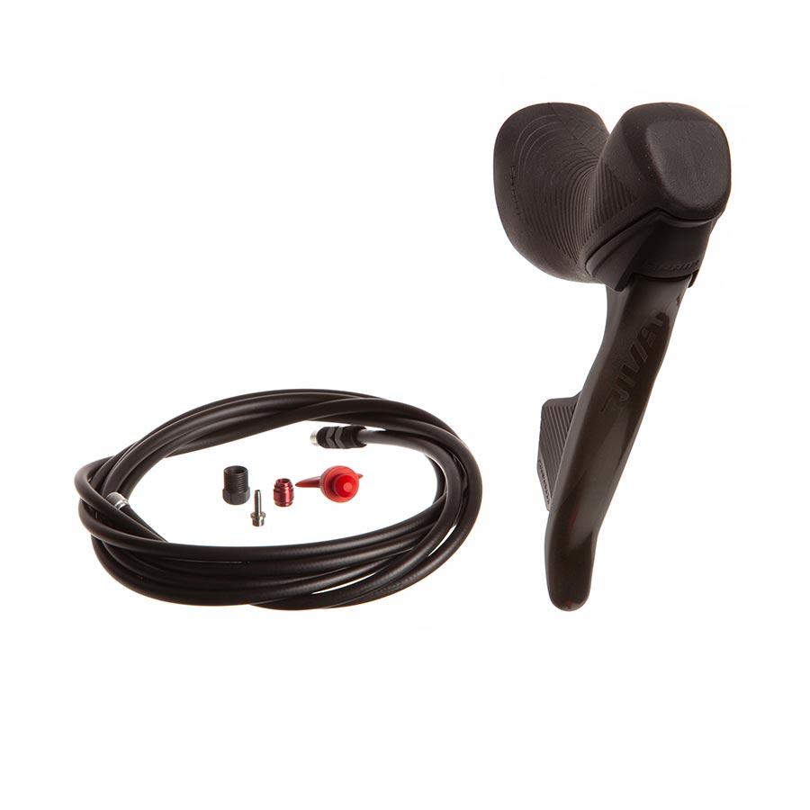 SRAM Rival AXS electronic shifter part, left side, for bicycle gear shifting, with black and silver components.