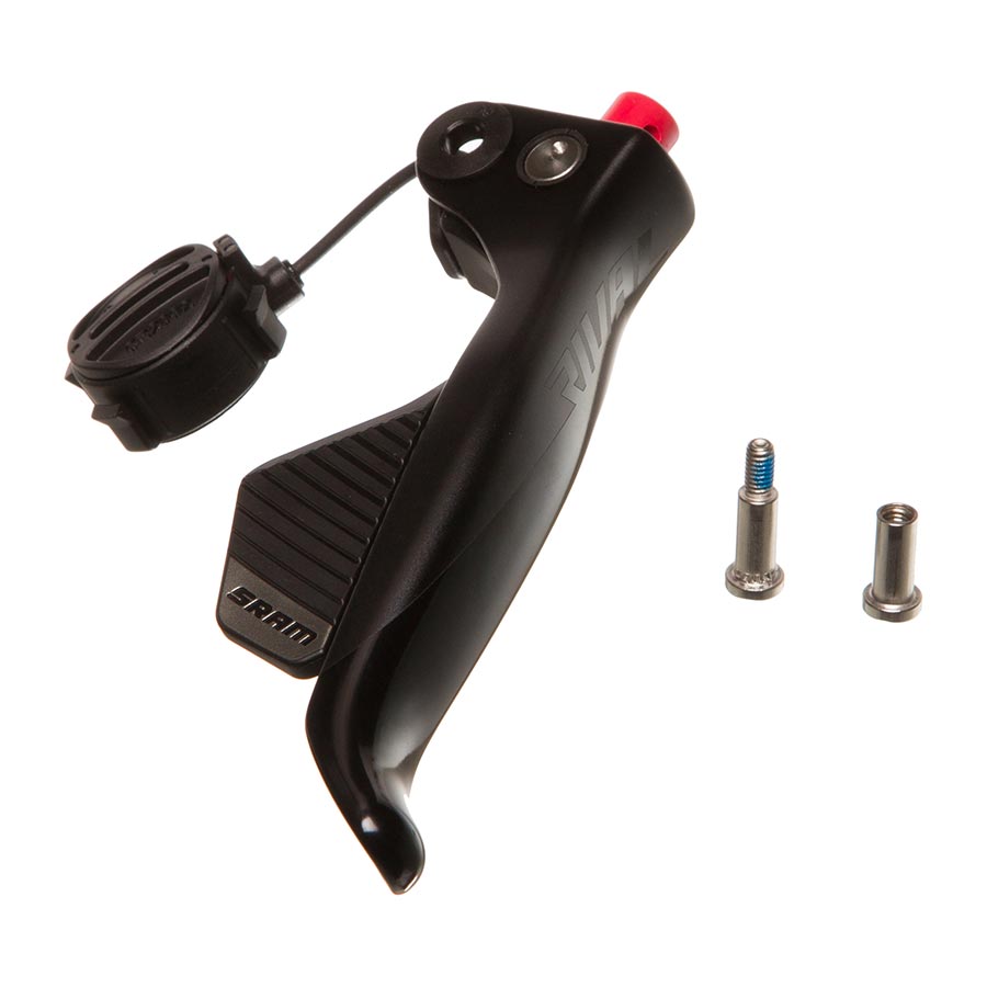 SRAM Rival AXS electronic brake lever assembly for shifter parts and accessories, mounted on bicycle handlebar.