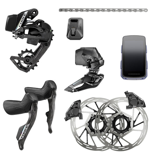 SRAM Force AXS 2x E2 road bike electronic groupset build kit with USB-C connection, featuring derailers and shifters.