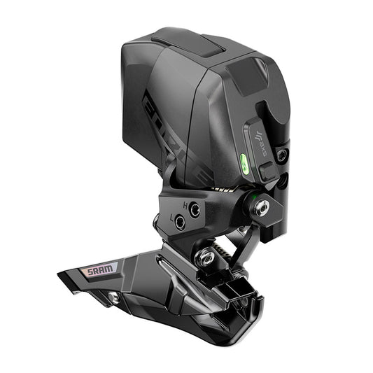 SRAM Force AXS E1 front derailleur for road bikes with 12-speed braze-on mounting, black and silver finish