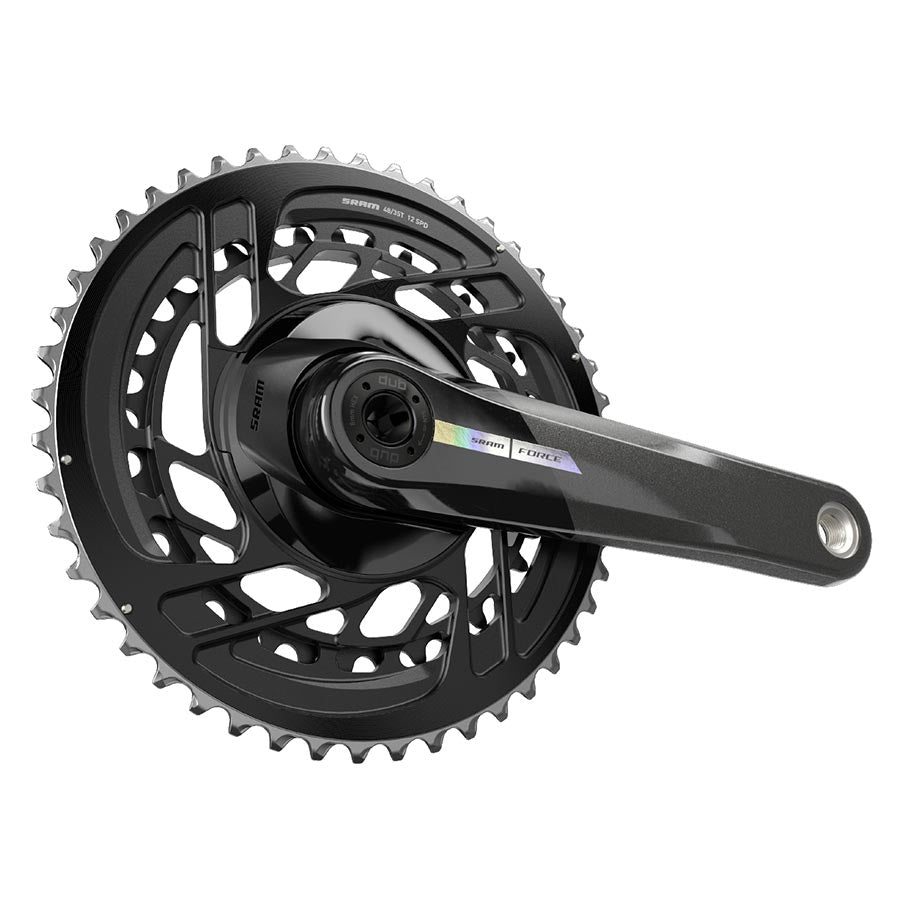 SRAM Force D2 2x Road and Track Crankset with 48/35T chainrings, DUB bottom bracket, 165mm black crank arms, disc brake compatible