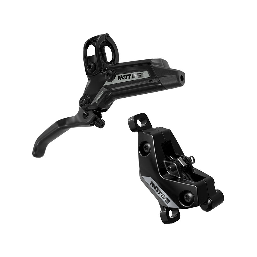 SRAM Motive Silver A2 MTB hydraulic disc brake front post mount, black with silver accents, for mountain bike braking system.