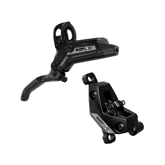 SRAM Motive Silver A2 MTB hydraulic disc brake front post mount, black with silver accents, for mountain bike braking system.
