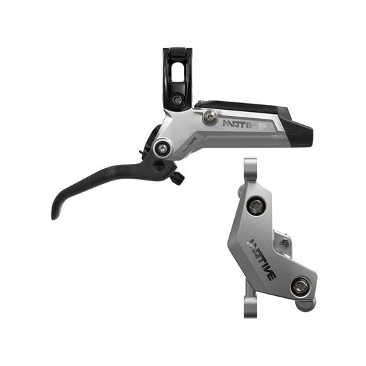 SRAM Motive Ultimate A2 MTB hydraulic disc brake front post mount in silver, designed for mountain biking performance.