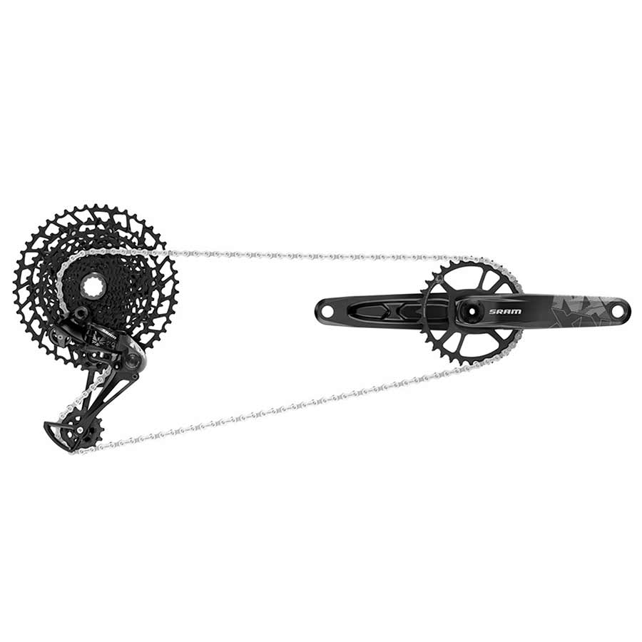 SRAM NX Eagle mountain bike 170mm drivetrain kit with chainring and cassette, designed for off-road cycling.