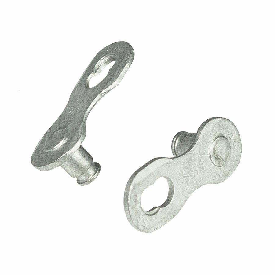 SRAM Power Link and Power Lock chain links and pins for bike chains, silver connector with four pieces on a card.