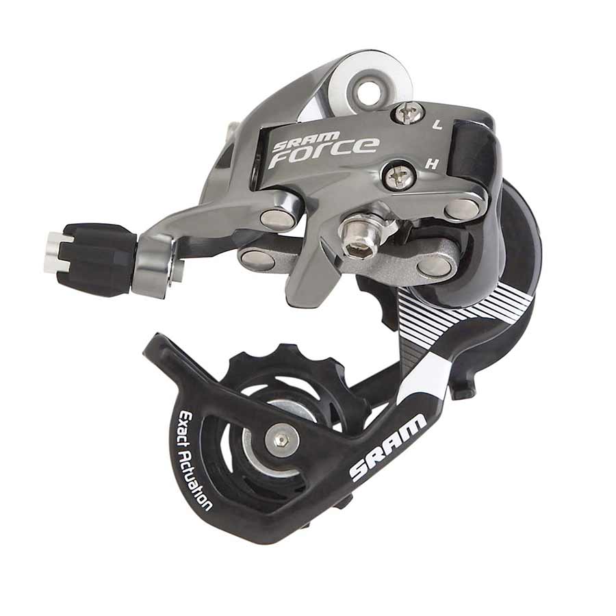 SRAM Force 10-speed rear derailleur for road bikes, lightweight and durable bike component with precise shifting performance.